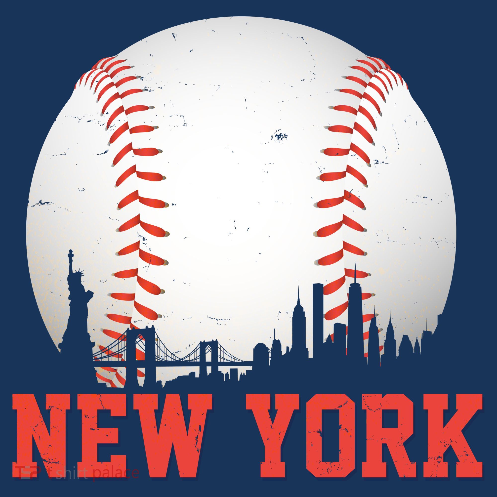 New York Skyline Baseball Sports Fan T-Shirt