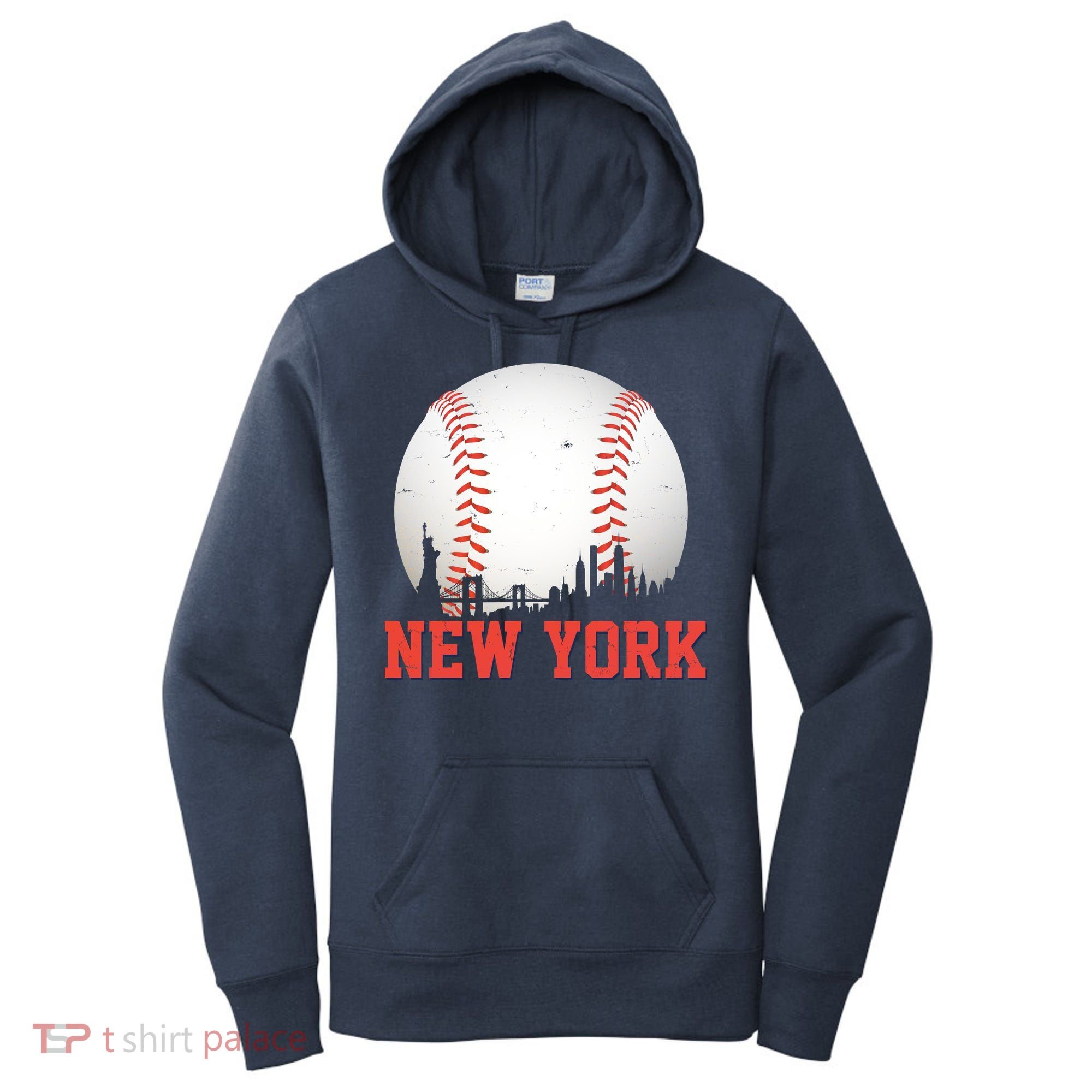 New York Skyline Baseball Sports Fan Women's Hoodie