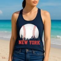 New York Skyline Baseball Sports Fan Women's Tank Top thumb 2