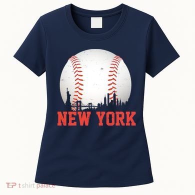 New York Skyline Baseball Sports Fan Women's T-Shirt