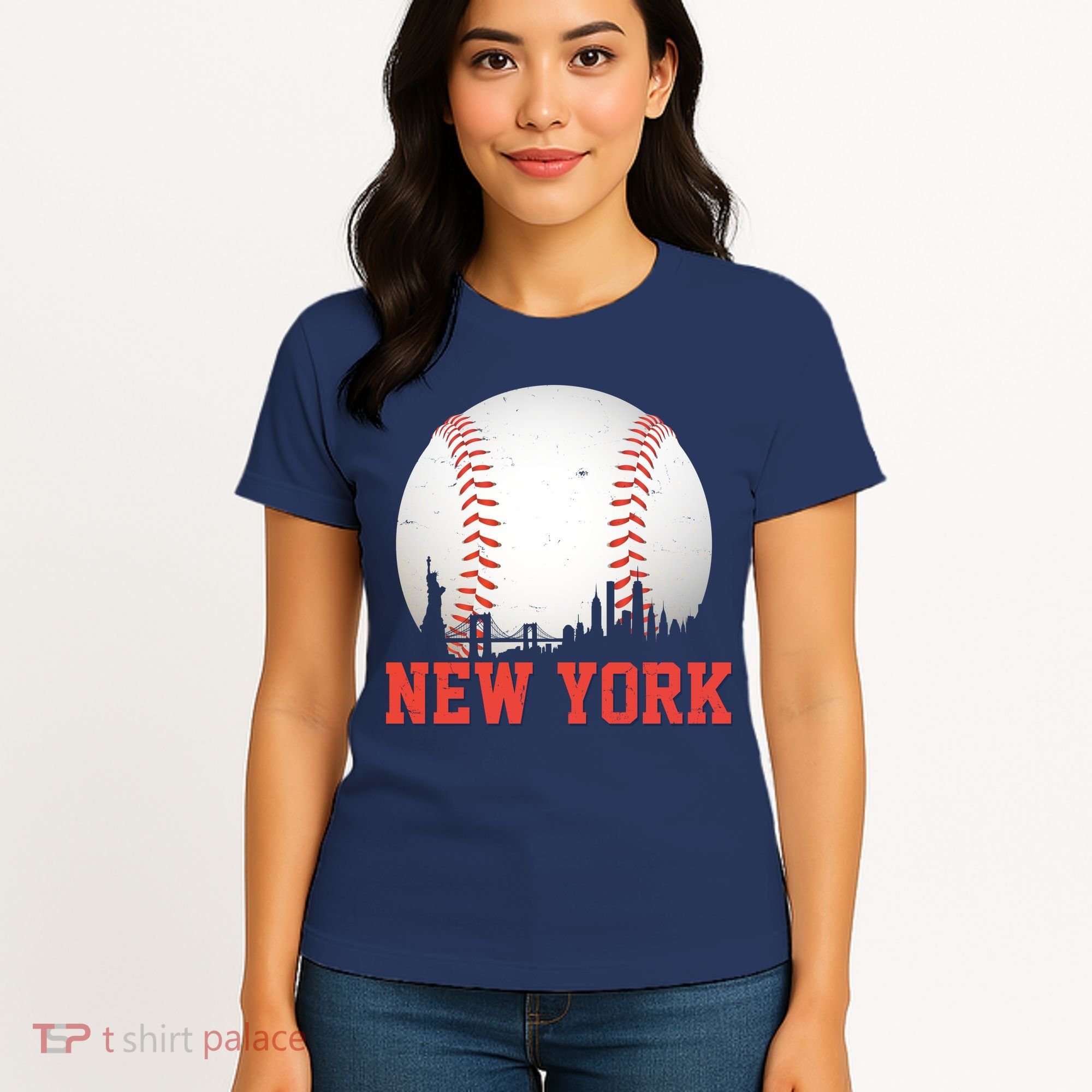 New York Skyline Baseball Sports Fan Women's T-Shirt