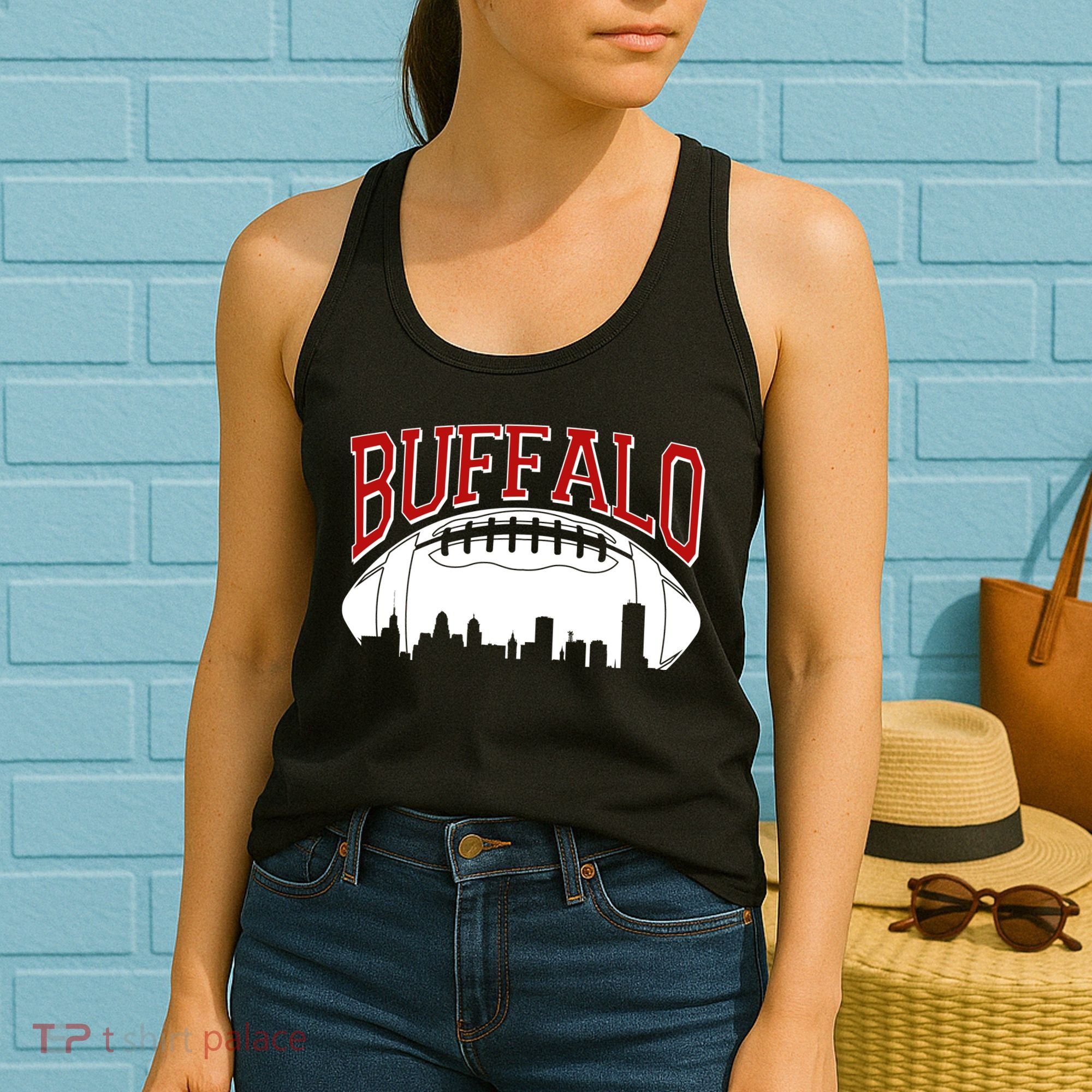 New York Skyline Buffalo Football Fan Women's Tank Top