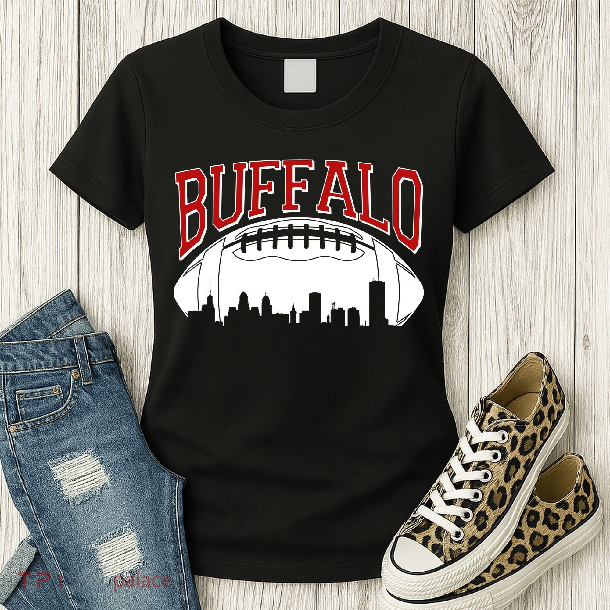 New York Skyline Buffalo Football Fan Women's T-Shirt