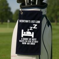 Newton's 1st Law Body At Rest Now Go Away Golf Towel thumb 2