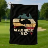 Never Forget 1932 Emu War Gift Emu Lover Zookeeper Gift Golf Towel thumb 1