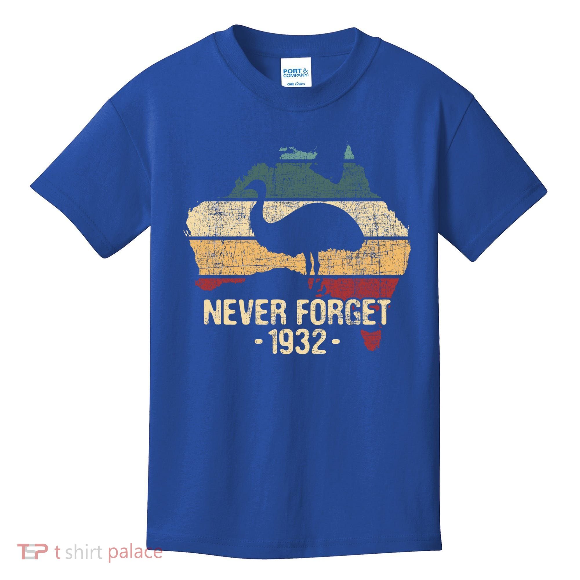 Never Forget 1932 Emu War Gift Emu Lover Zookeeper Gift Kids T-Shirt