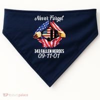 Never Forget 343 Fallen Heroes 091101 September 11 USA-Made Doggie Bandana thumb 0