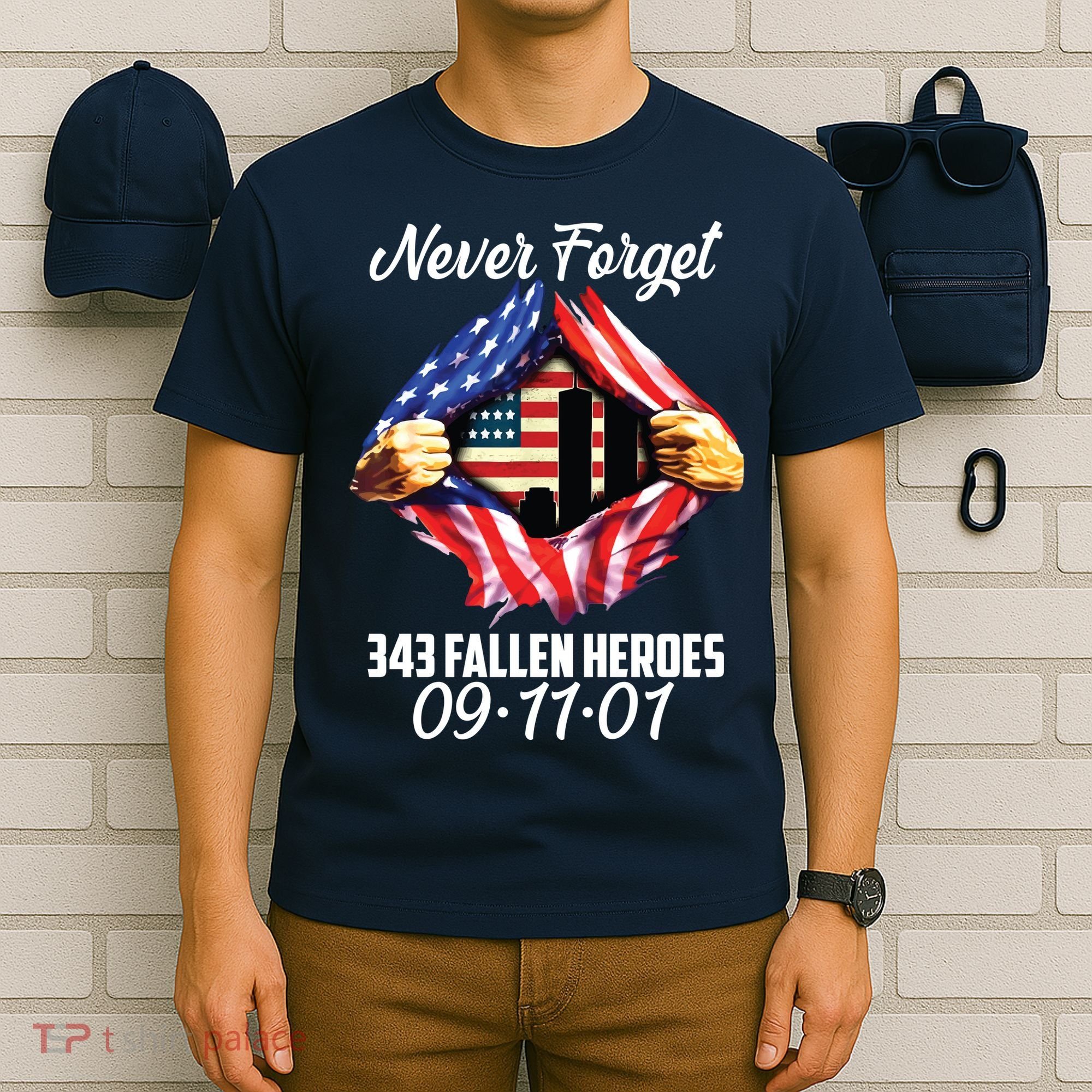 Never Forget 343 Fallen Heroes 091101 September 11 T-Shirt