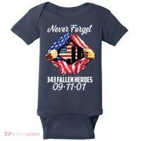 Never Forget 343 Fallen Heroes 091101 September 11 Baby Bodysuit thumb 0