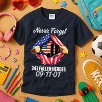 Never Forget 343 Fallen Heroes 091101 September 11 Kids T-Shirt thumb 3