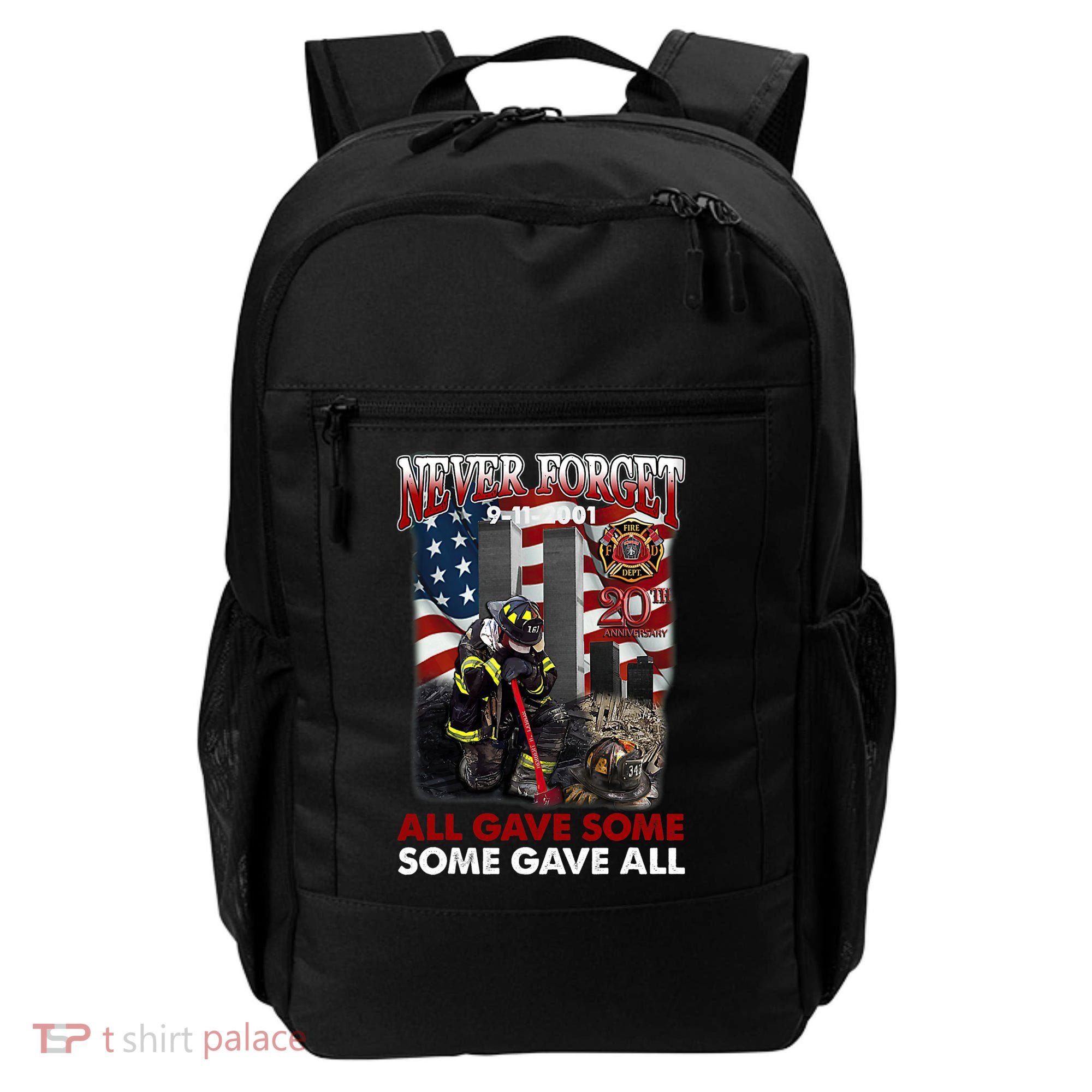 Never Forget 9112001 20th Anniversary Firefighters Gift Backpack