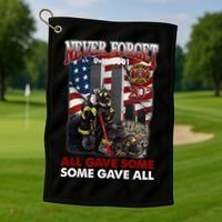 Never Forget 9112001 20th Anniversary Firefighters Gift Golf Towel thumb 1