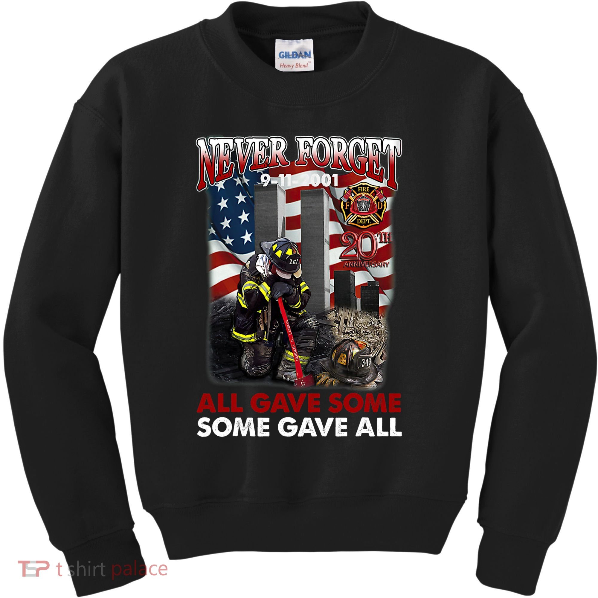 Never Forget 9112001 20th Anniversary Firefighters Gift Kids Sweatshirt