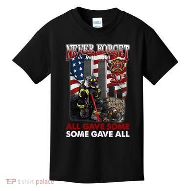Never Forget 9112001 20th Anniversary Firefighters Gift Kids T-Shirt
