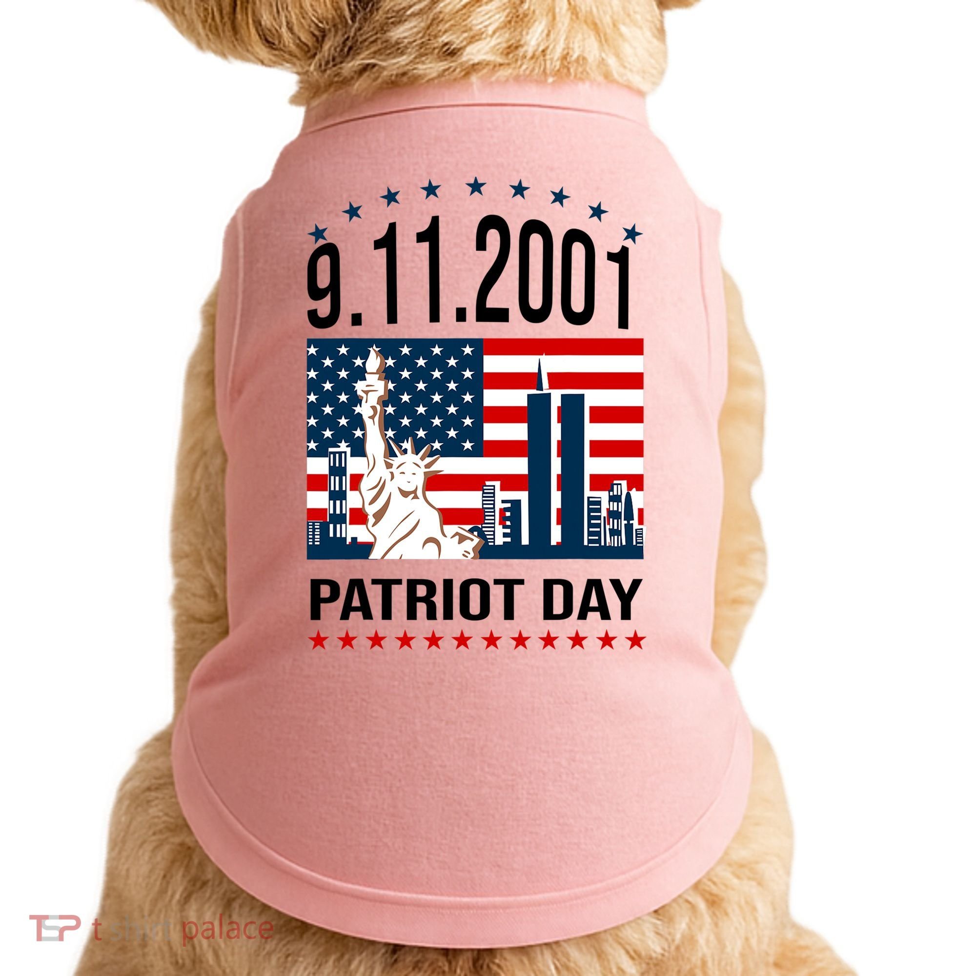 Never Forget 9/11/2001 American Flag Patriotic Memorial Day Doggie Tank