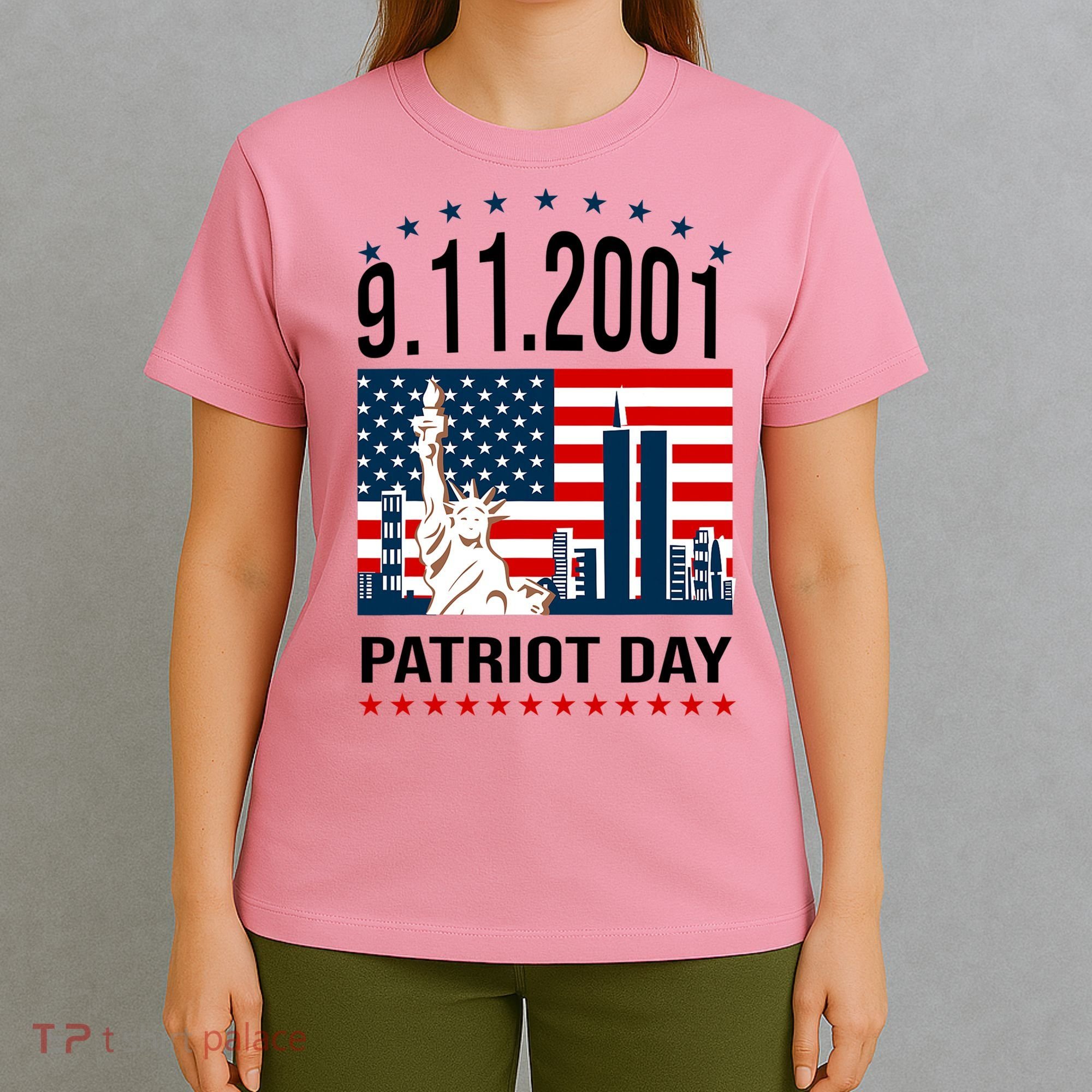 Never Forget 9/11/2001 American Flag Patriotic Memorial Day T-Shirt