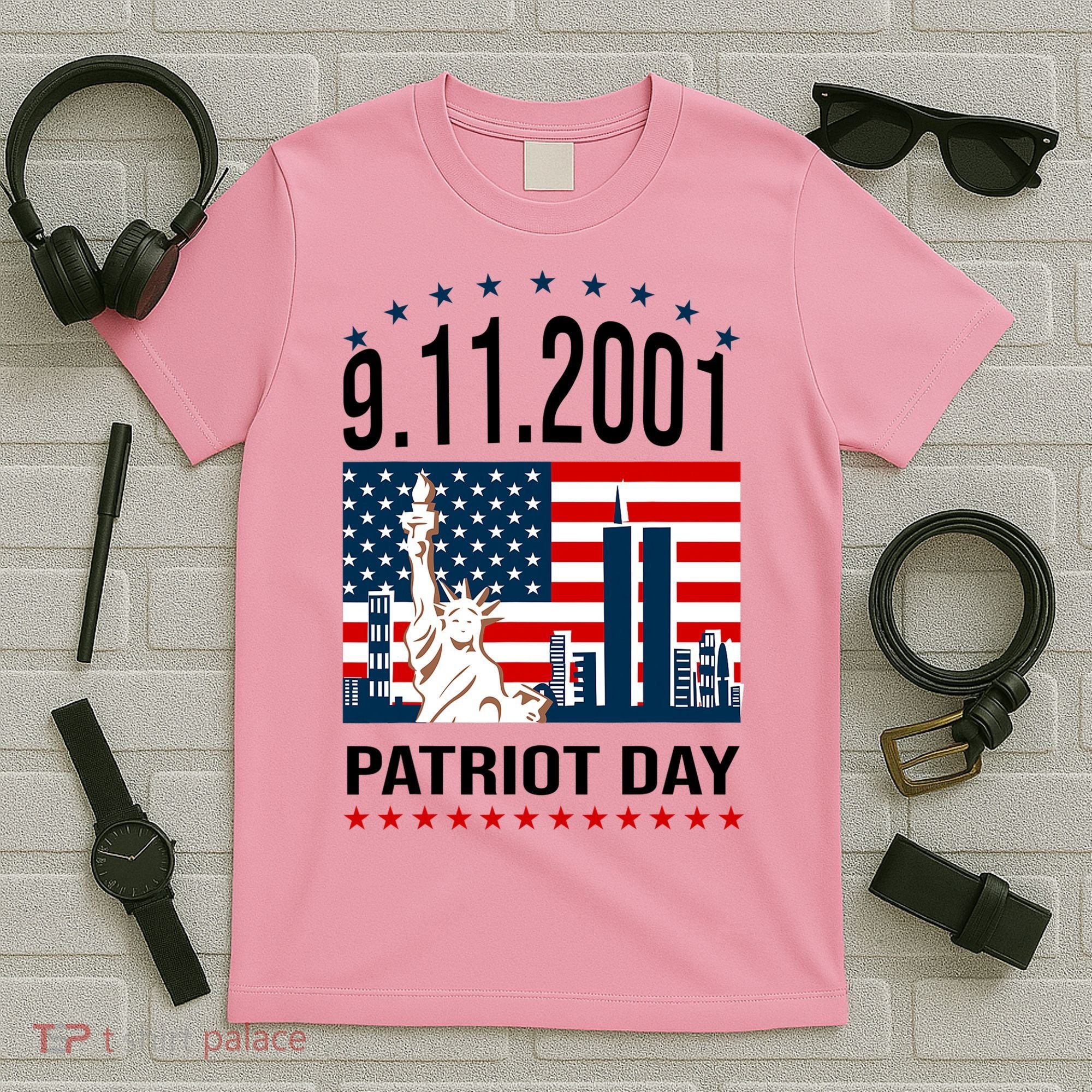 Never Forget 9/11/2001 American Flag Patriotic Memorial Day T-Shirt