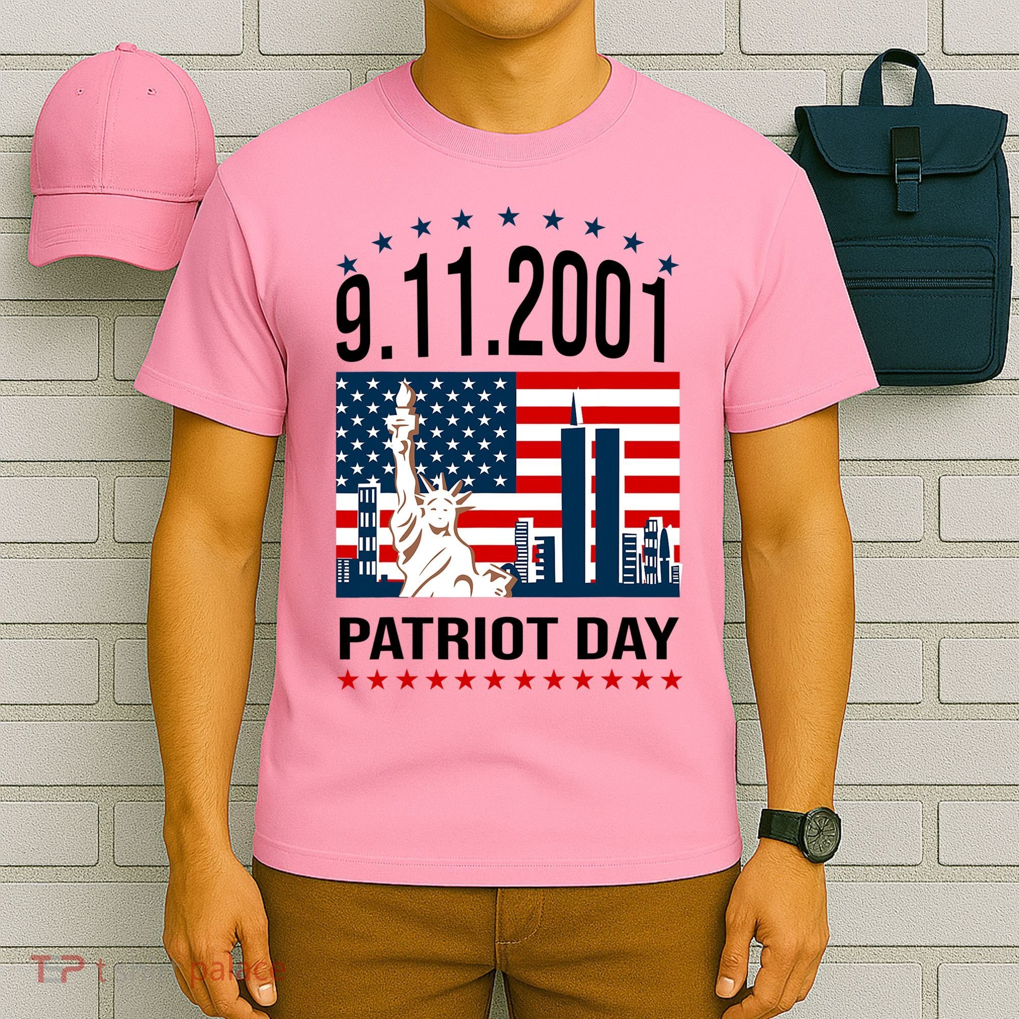 Never Forget 9/11/2001 American Flag Patriotic Memorial Day T-Shirt