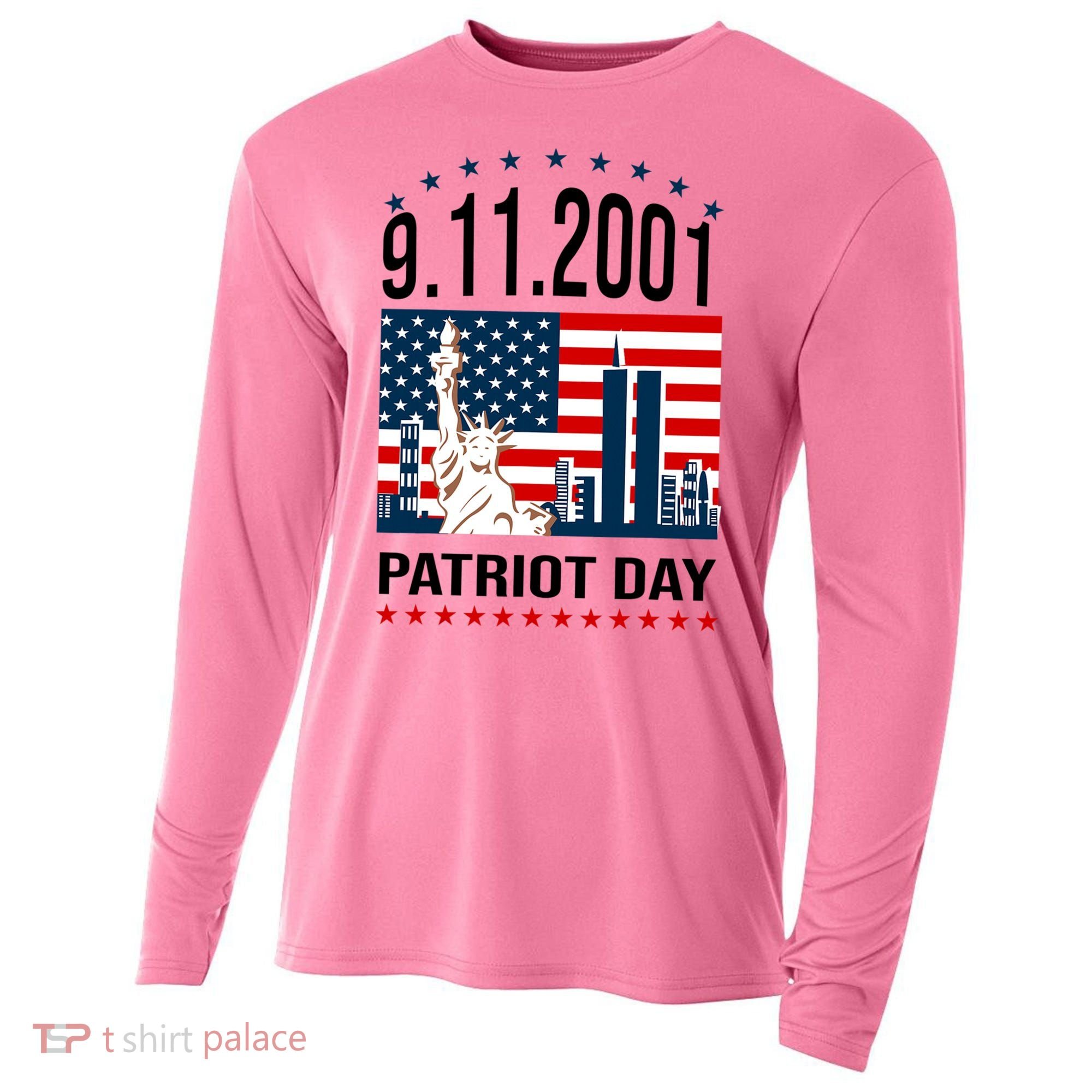 Never Forget 9/11/2001 American Flag Patriotic Memorial Day Cooling Performance Long Sleeve Crew