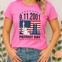 Never Forget 9/11/2001 American Flag Patriotic Memorial Day Women's T-Shirt thumb 2