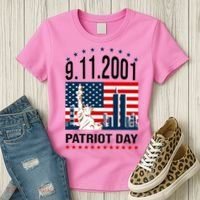 Never Forget 9/11/2001 American Flag Patriotic Memorial Day Women's T-Shirt thumb 3