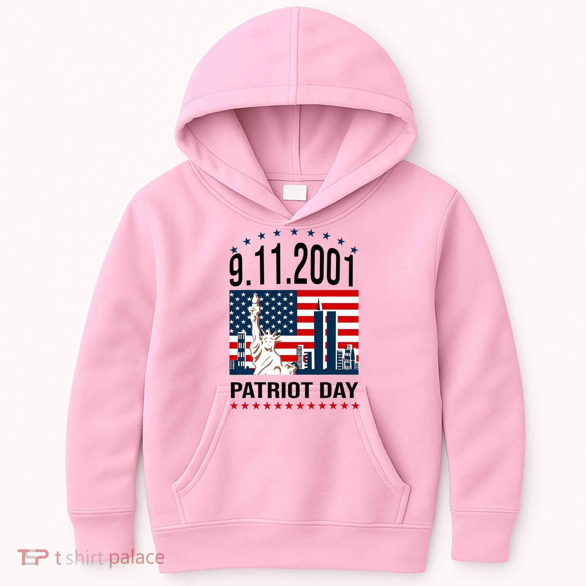 Never Forget 9/11/2001 American Flag Patriotic Memorial Day Kids Hoodie