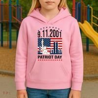 Never Forget 9/11/2001 American Flag Patriotic Memorial Day Kids Hoodie thumb 3