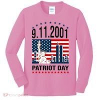 Never Forget 9/11/2001 American Flag Patriotic Memorial Day Kids Long Sleeve Shirt thumb 0