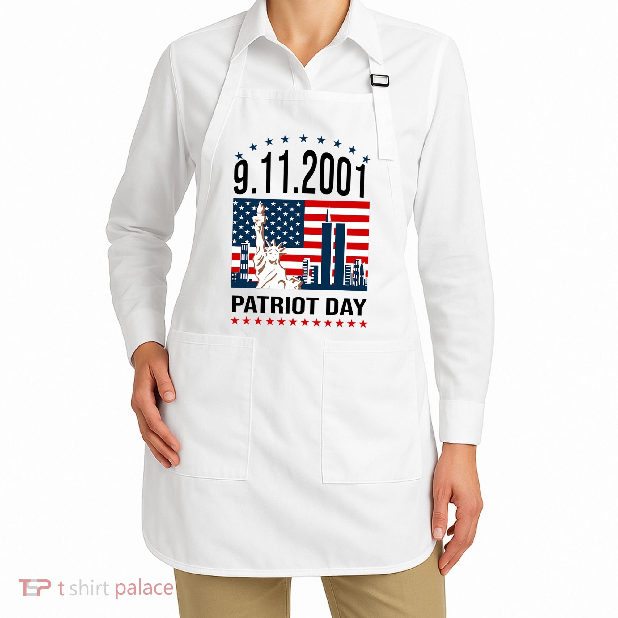 Never Forget 9/11/2001 American Flag Patriotic Memorial Day Apron