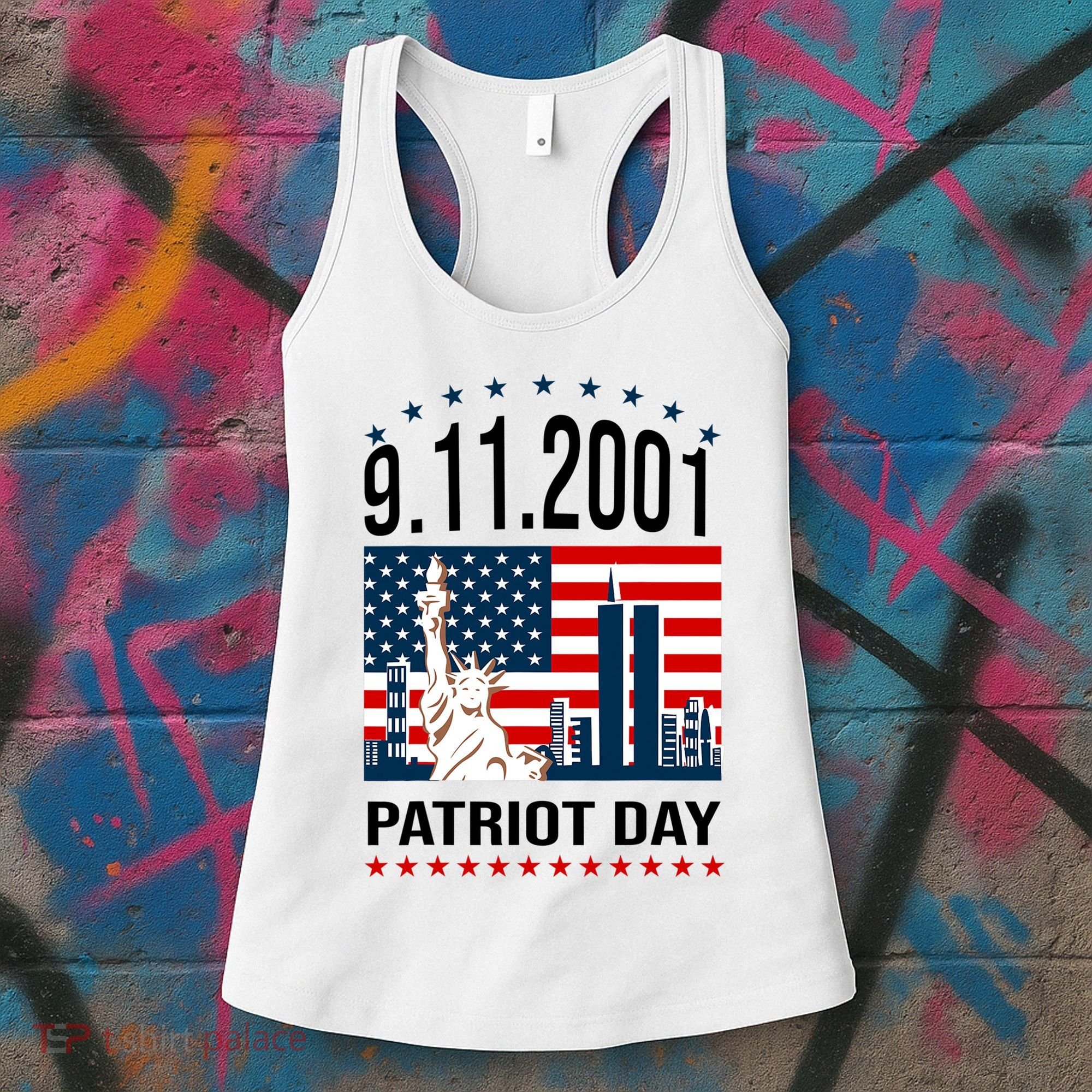 Never Forget 9/11/2001 American Flag Patriotic Memorial Day Women's Tank Top