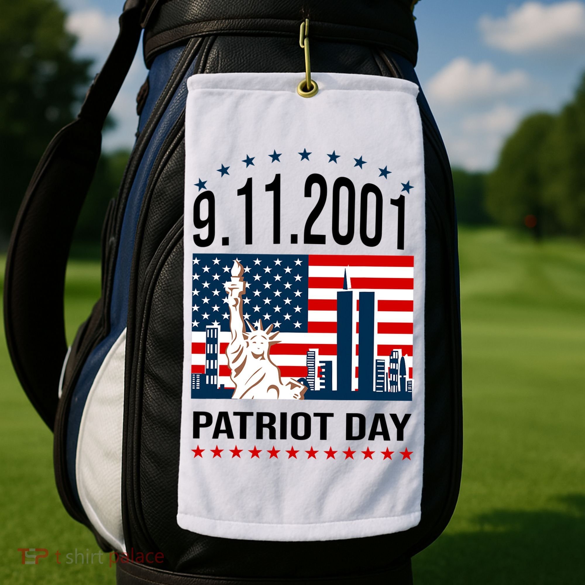Never Forget 9/11/2001 American Flag Patriotic Memorial Day Golf Towel