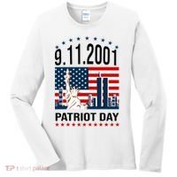 Never Forget 9/11/2001 American Flag Patriotic Memorial Day Women's Long Sleeve Shirt thumb 0