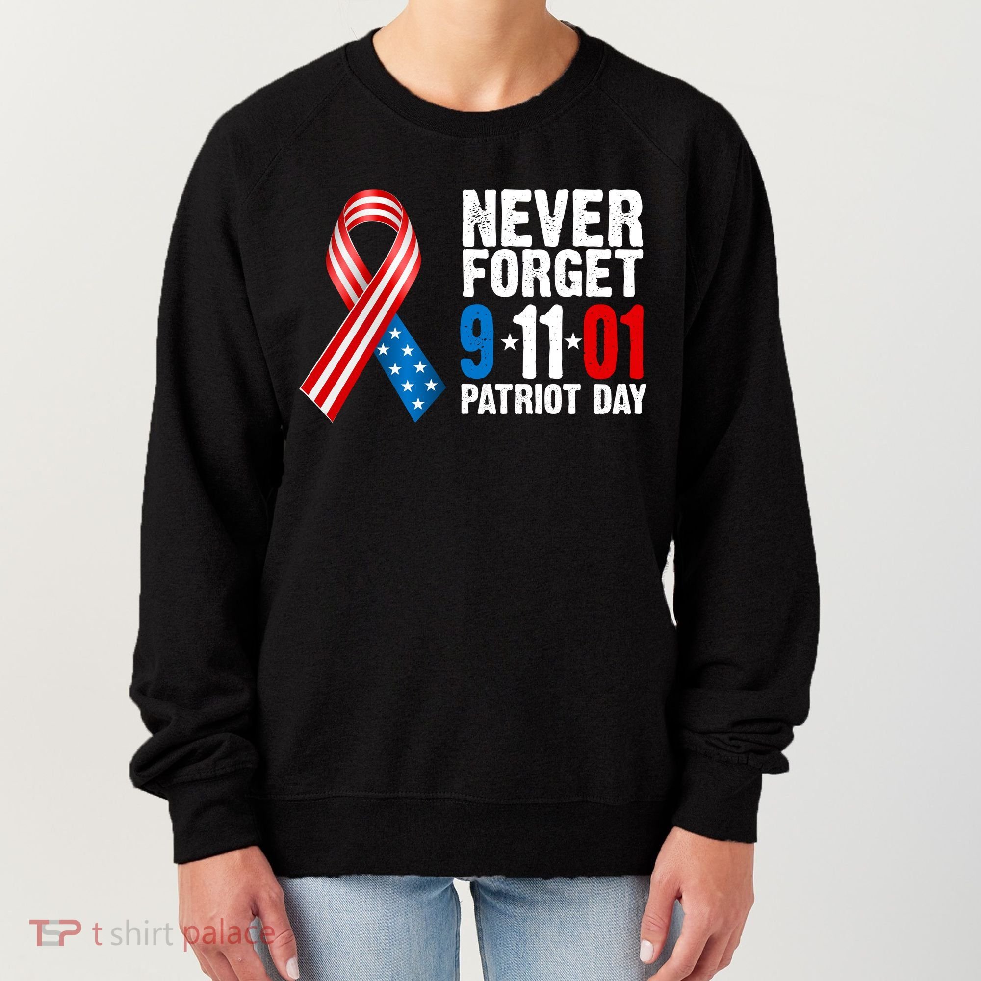 Never Forget 9.11.01 USA Ribbon Patriot Day Women's Sweatshirt