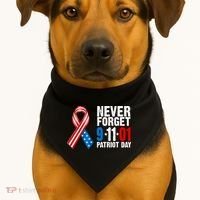 Never Forget 9.11.01 USA Ribbon Patriot Day USA-Made Doggie Bandana thumb 1