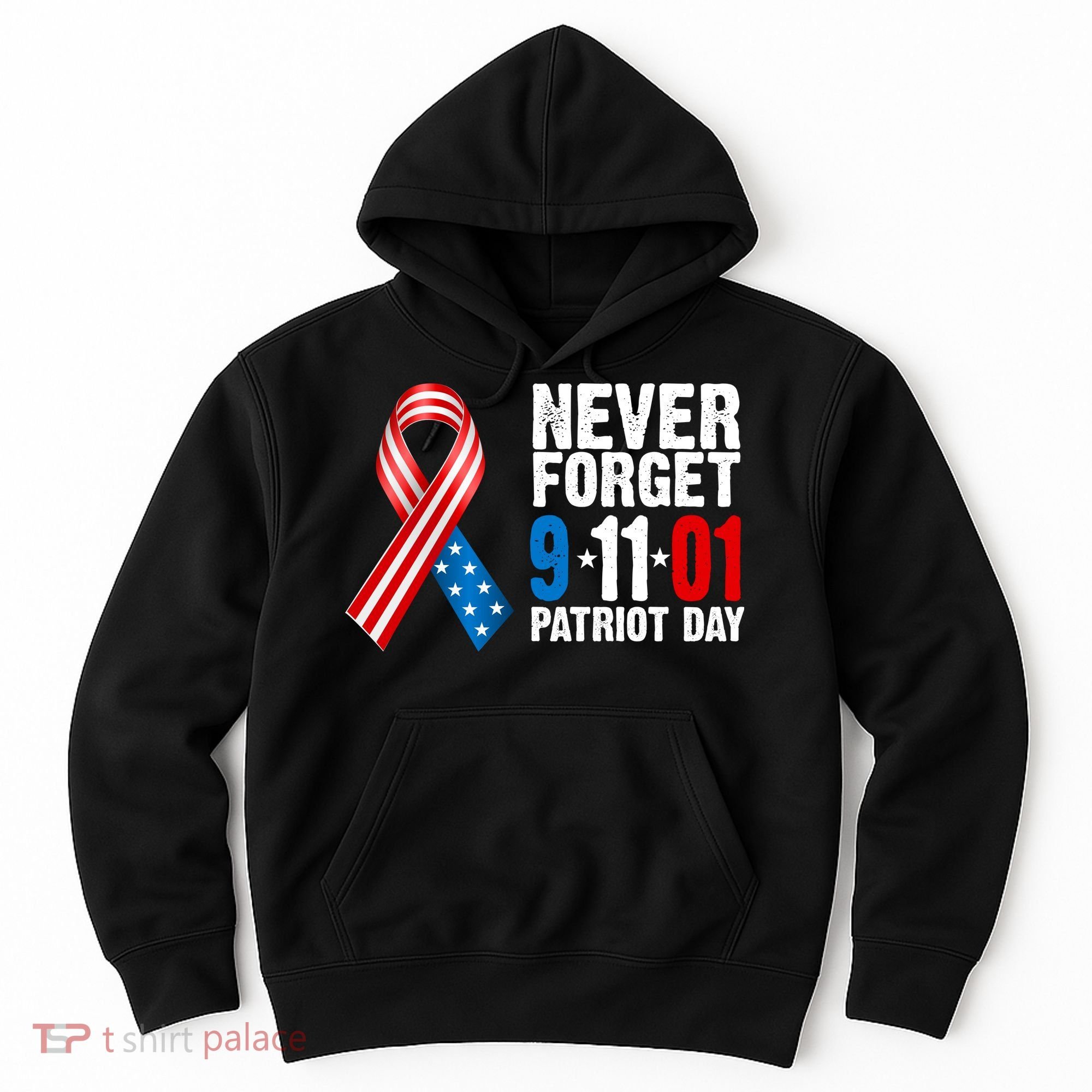 Never Forget 9.11.01 USA Ribbon Patriot Day Hoodie