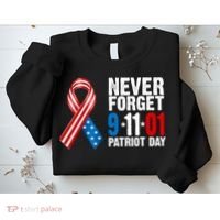 Never Forget 9.11.01 USA Ribbon Patriot Day Sweatshirt thumb 2
