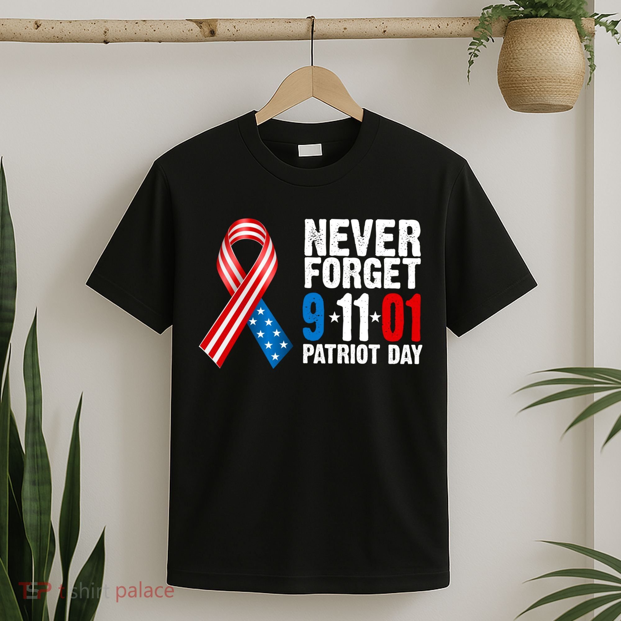 Never Forget 9.11.01 USA Ribbon Patriot Day T-Shirt