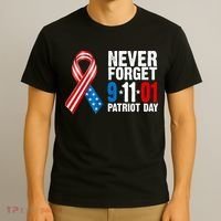 Never Forget 9.11.01 USA Ribbon Patriot Day T-Shirt thumb 3
