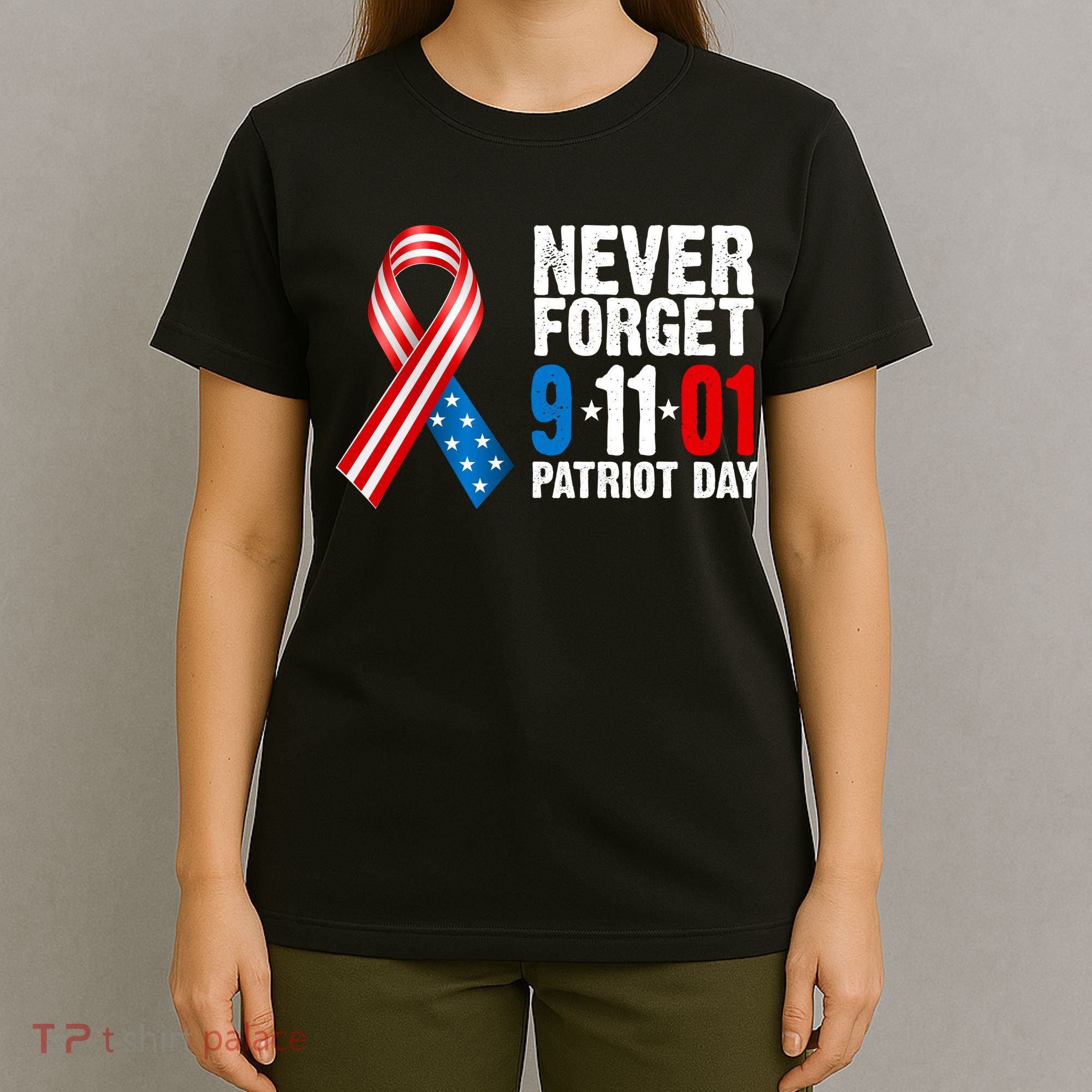 Never Forget 9.11.01 USA Ribbon Patriot Day T-Shirt
