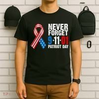 Never Forget 9.11.01 USA Ribbon Patriot Day T-Shirt thumb 6