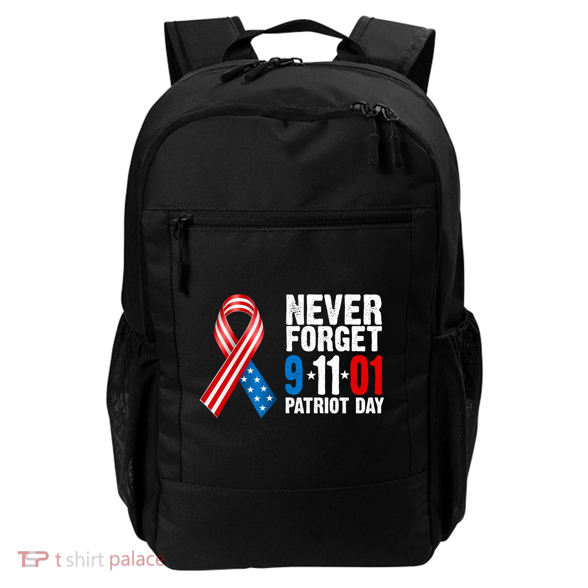 Never Forget 9.11.01 USA Ribbon Patriot Day Backpack