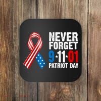 Never Forget 9.11.01 USA Ribbon Patriot Day Coaster thumb 0