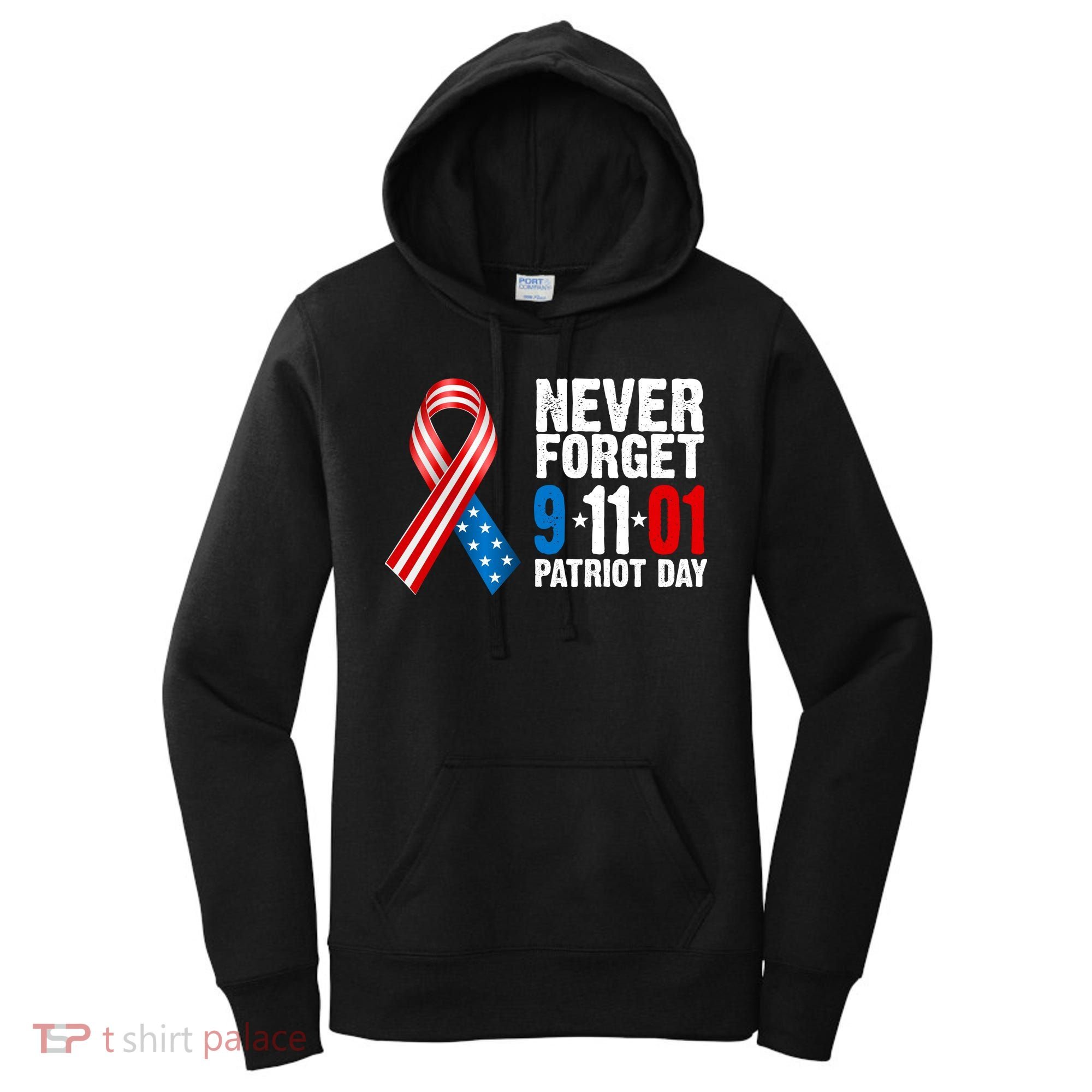 Never Forget 9.11.01 USA Ribbon Patriot Day Women's Hoodie