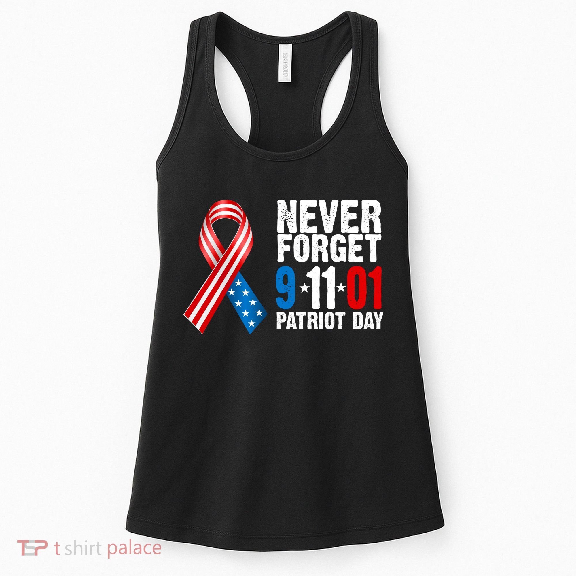 Never Forget 9.11.01 USA Ribbon Patriot Day Women's Tank Top