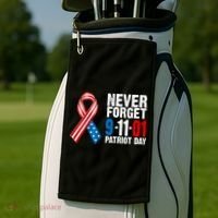 Never Forget 9.11.01 USA Ribbon Patriot Day Golf Towel thumb 2