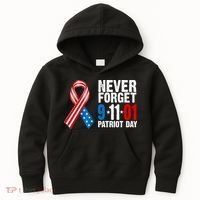 Never Forget 9.11.01 USA Ribbon Patriot Day Kids Hoodie thumb 0