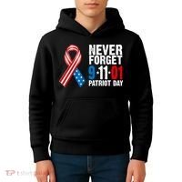 Never Forget 9.11.01 USA Ribbon Patriot Day Kids Hoodie thumb 4