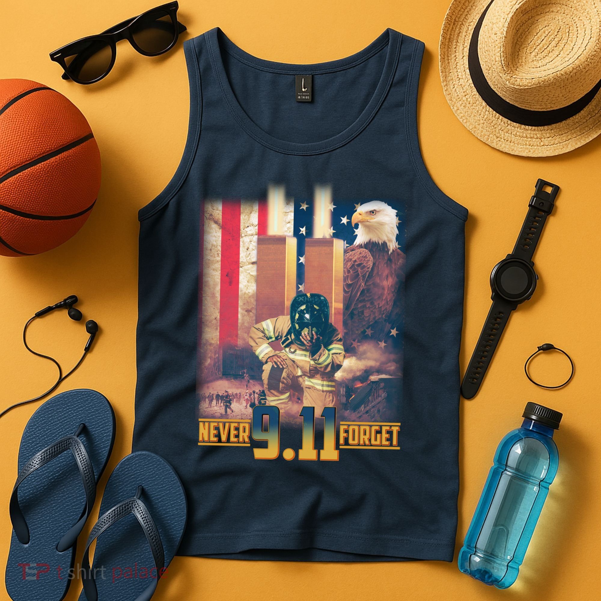 Never Forget 9 11 September 11 Memorial New York City Firefighter Tank Top