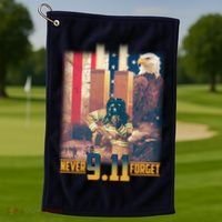 Never Forget 9 11 September 11 Memorial New York City Firefighter Golf Towel thumb 1