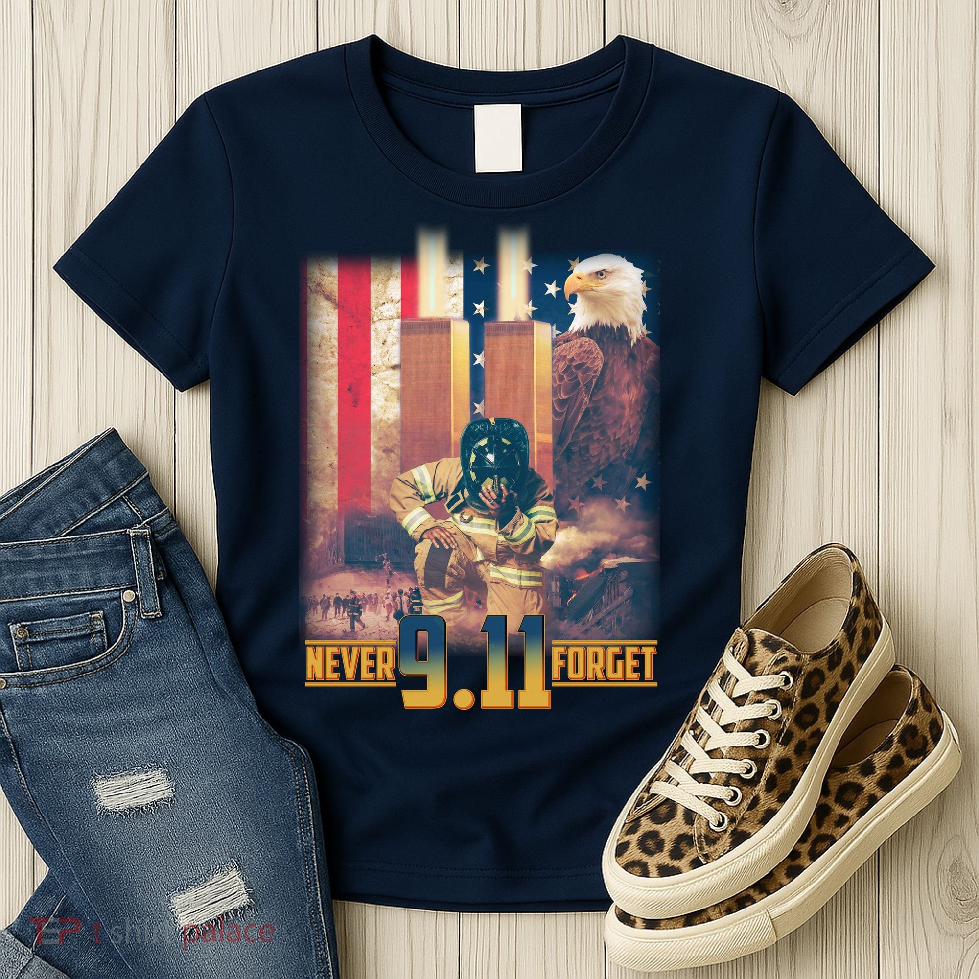 Never Forget 9 11 September 11 Memorial New York City Firefighter Women's T-Shirt